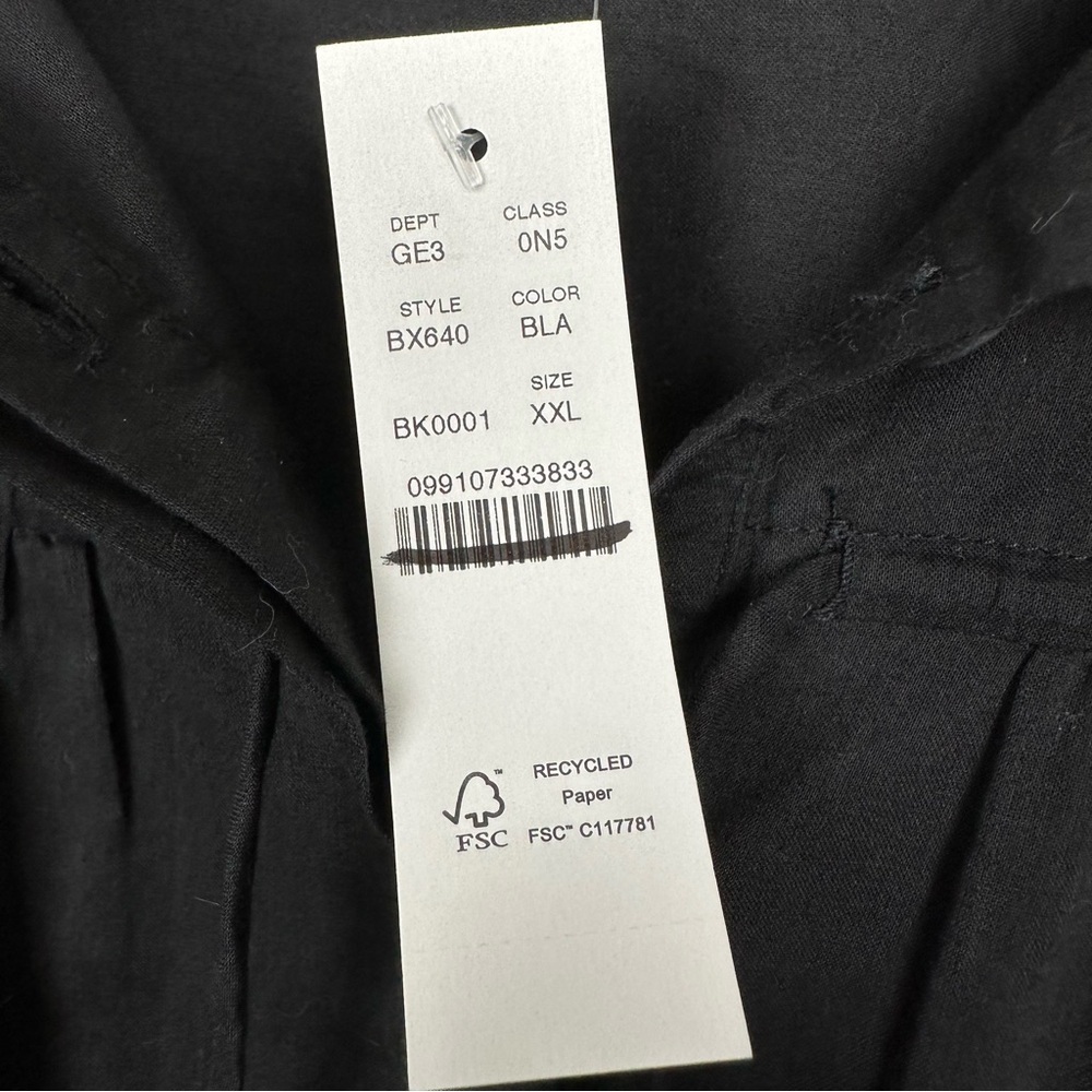 J. Crew Tie-front beach shirt in cotton voile Black XXL NEW BX640 - Picture 4 of 7